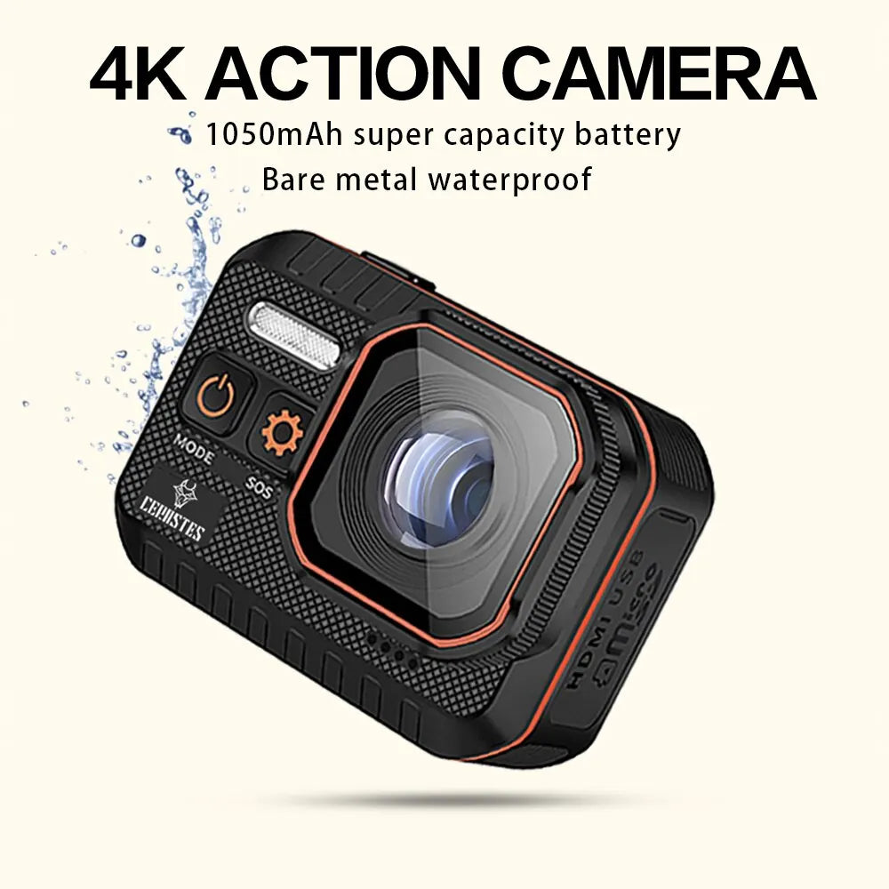 Action Camera 4K60FPS with Remote Control Screen Waterproof Sport Camera Drive Recorder Sports Camera Helmet Action Cam