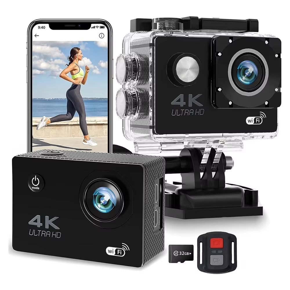 2.0" Action Camera Ultra HD 4K 30FPS Wifi Underwater Cameras Waterproof Helmet Bicycle Video Recording Cameras Outdoor Sport Cam