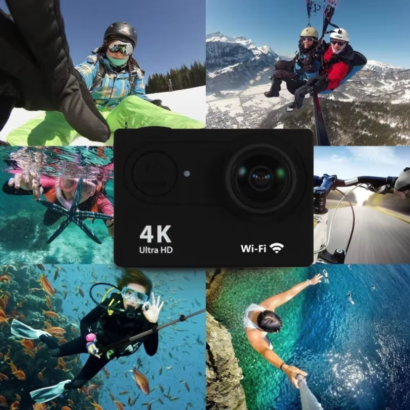 Action Camera Ultra HD 4K/30Fps Wifi 2.0-Inch 170D Underwater Waterproof Helmet Video Recording Cameras Sport Cam