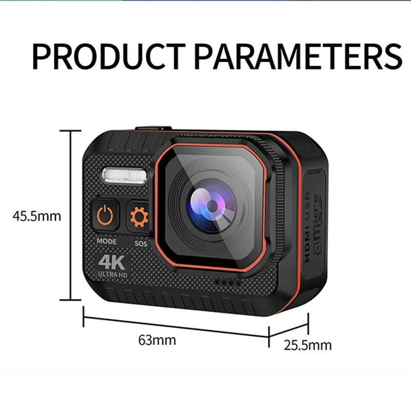Action Camera 4K60FPS with Remote Control Screen Waterproof Sport Camera Drive Recorder Sports Camera Helmet Action Cam