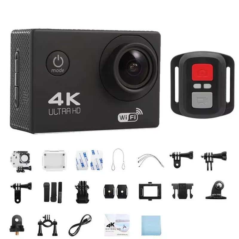Action Camera Ultra HD 4K/30Fps Wifi 2.0-Inch 170D Underwater Waterproof Helmet Video Recording Cameras Sport Cam