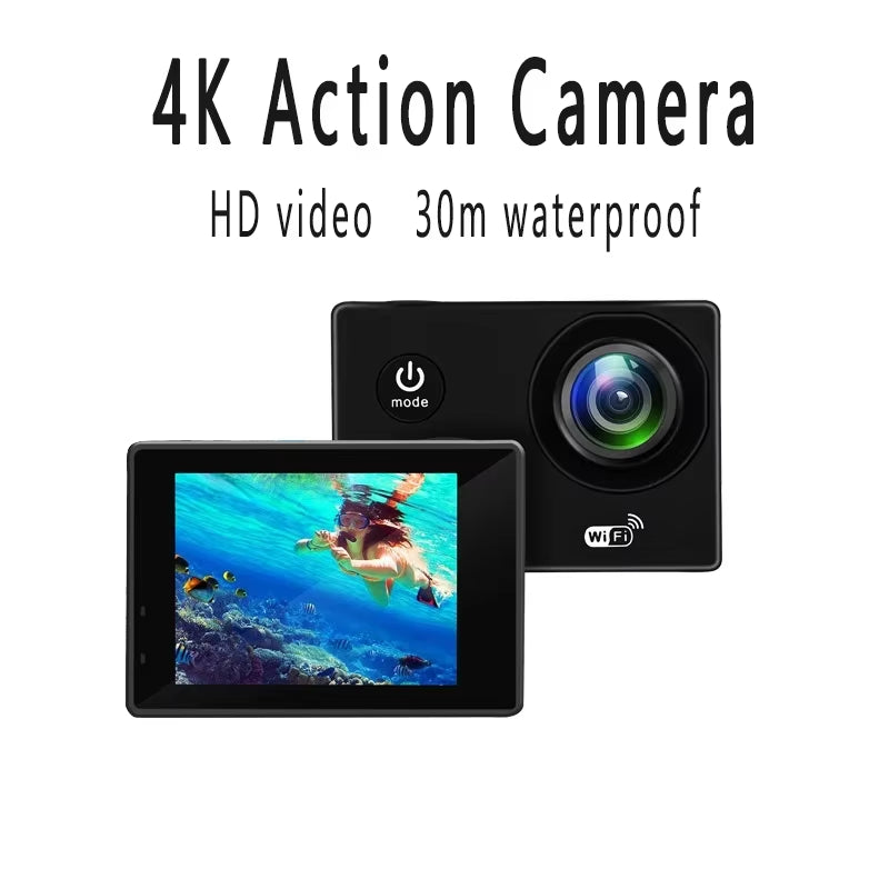 Action Camera Ultra HD 4K/30Fps Wifi 2.0-Inch 170D Underwater Waterproof Helmet Video Recording Cameras Sport Cam